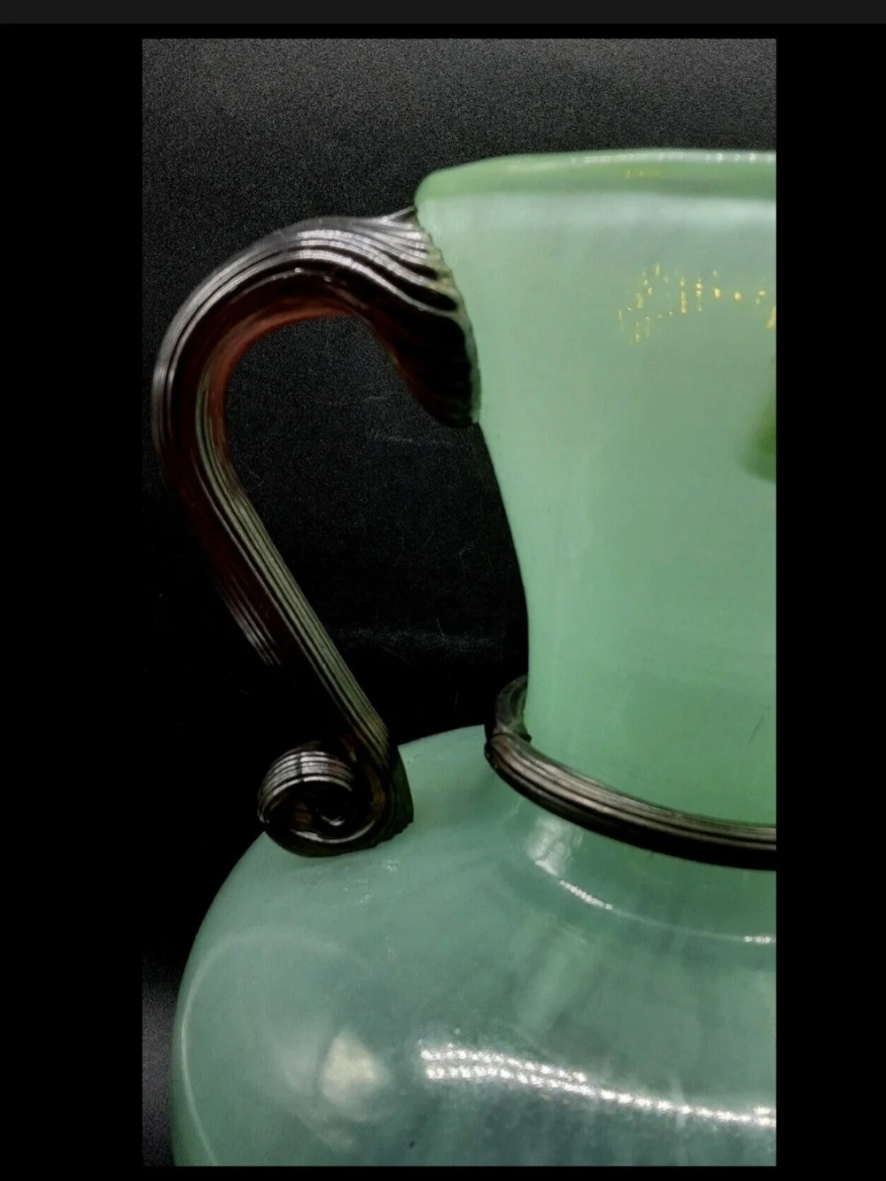 DESIGN GUILD green BLUE ROMANIAN ART GLASS ROPE PItcher VASE URN EXC! Romania